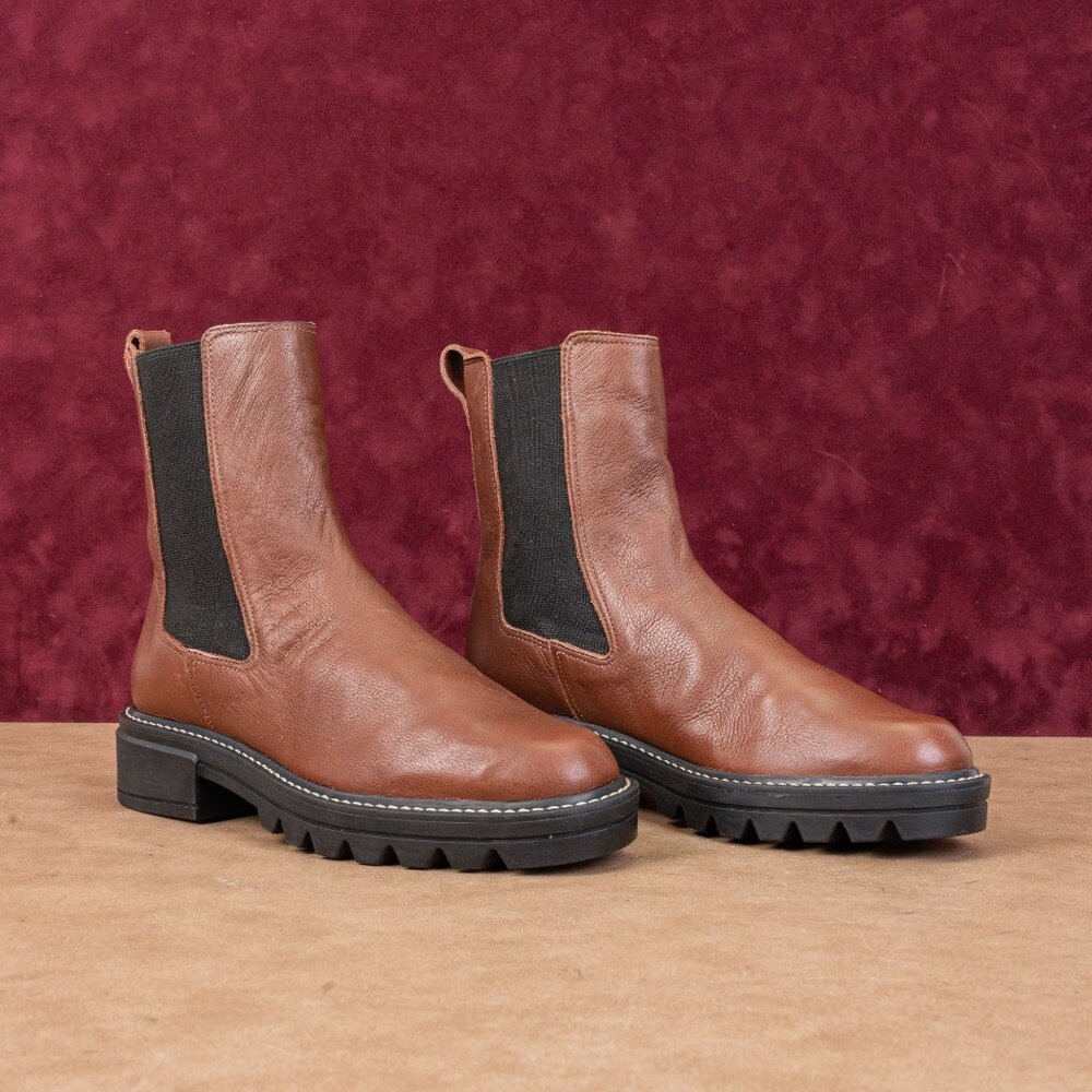 Bernardo Women Dublin Brown Leather Slip-on Chelsea Ankle Boots sz 6